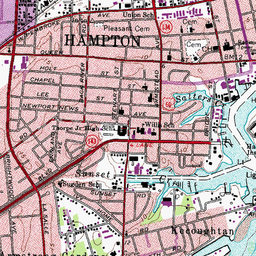 Topographic Map of Thorpe Junior High School, VA