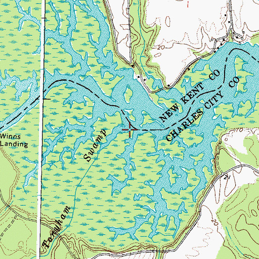 Topographic Map of Tonyham Swamp, VA