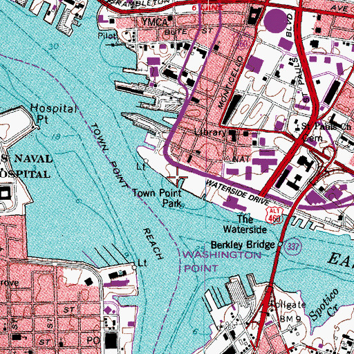 Topographic Map of Town Point, VA