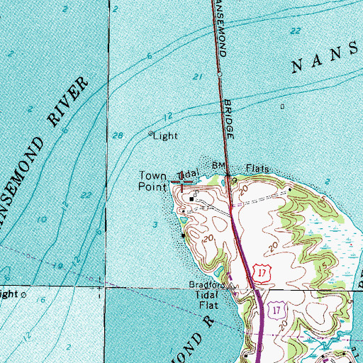Topographic Map of Town Point, VA