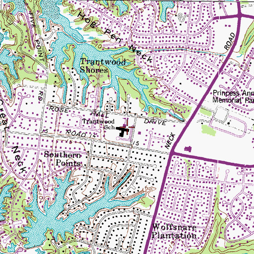 Topographic Map of Trantwood Elementary School, VA