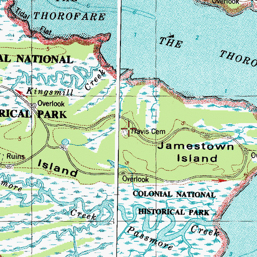 Topographic Map of Travis Cemetery, VA