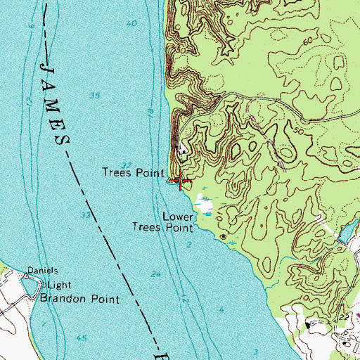 Topographic Map of Trees Point, VA