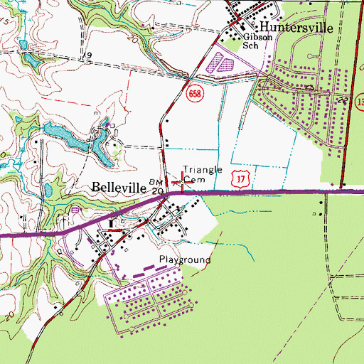 Topographic Map of Triangle Cemetery, VA