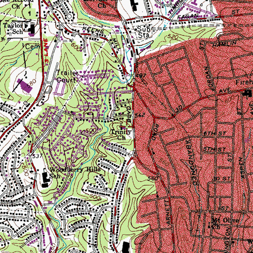 Topographic Map of Trinity Church, VA