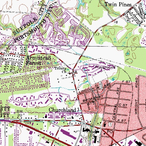 Topographic Map of Trinity Church, VA