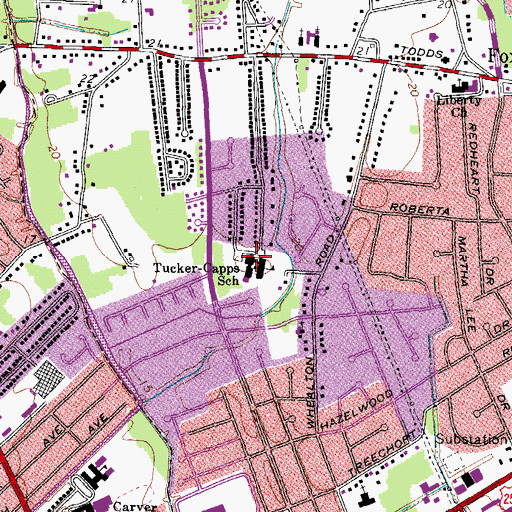 Topographic Map of Tucker - Capps Elementary School, VA
