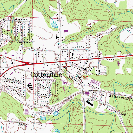 Topographic Map of Church of Christ, AL