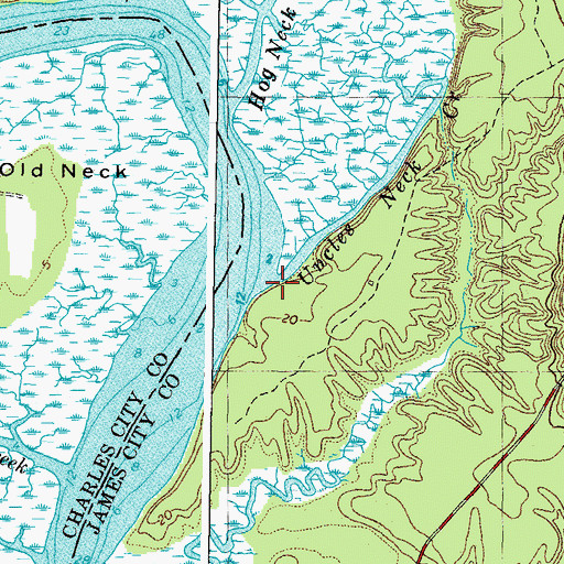 Topographic Map of Uncles Neck Creek, VA