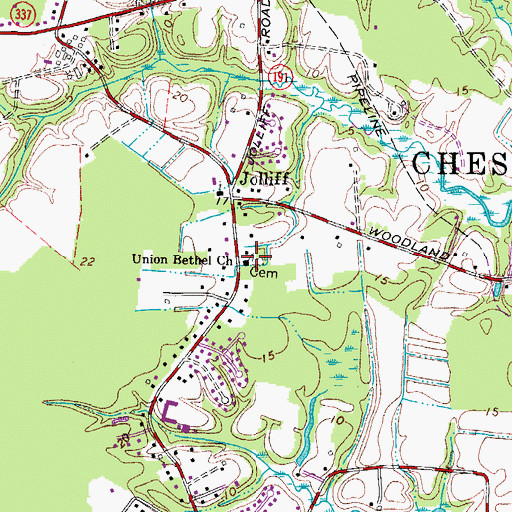 Topographic Map of Union Bethel Church, VA