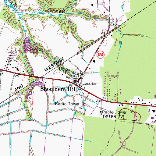 Topographic Map of Union Church, VA