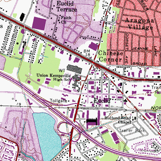 Topographic Map of Union Kempsville High School, VA