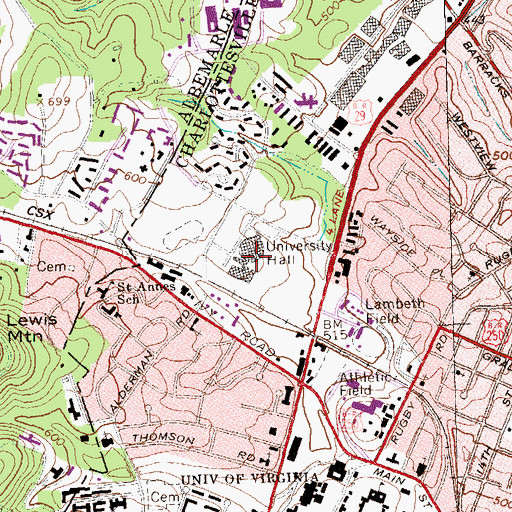 Topographic Map of University Hall, VA