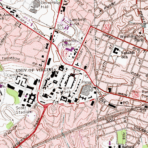 Topographic Map of University of Virginia, VA