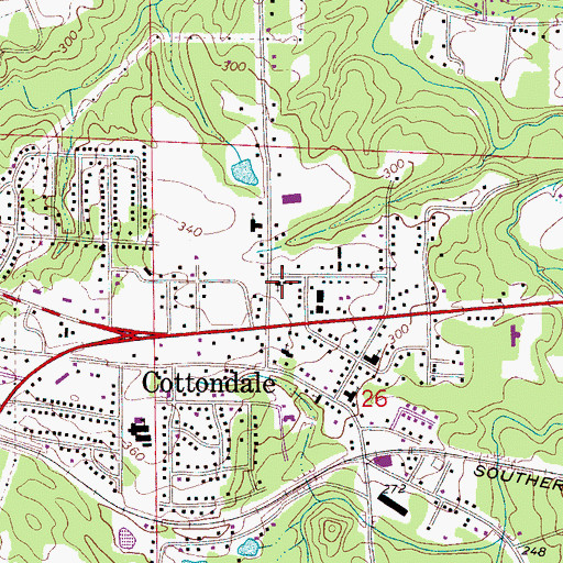 Topographic Map of Church of God of Prophecy, AL
