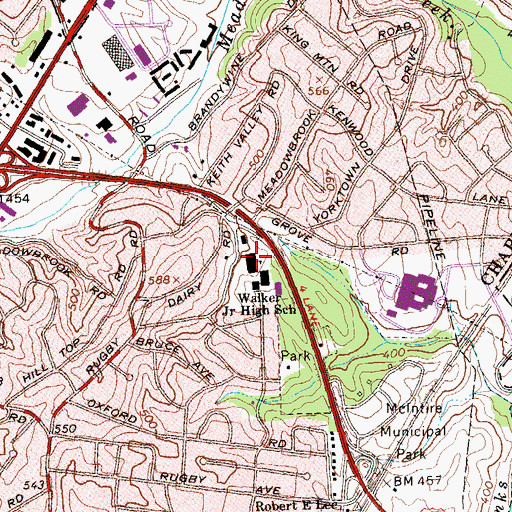 Topographic Map of Walker Upper Elementary School, VA