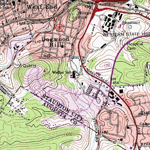 Topographic Map of Walker School, VA
