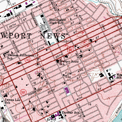 Topographic Map of Walter Reed School, VA