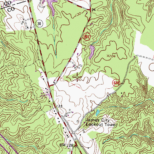 Topographic Map of Ware Creek, VA