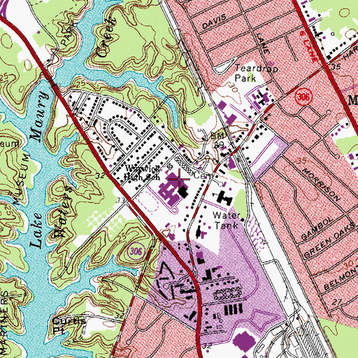 Topographic Map of Warwick High School, VA