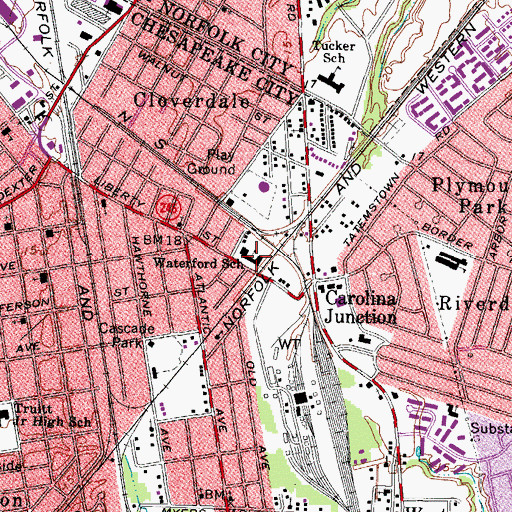 Topographic Map of Waterford School, VA