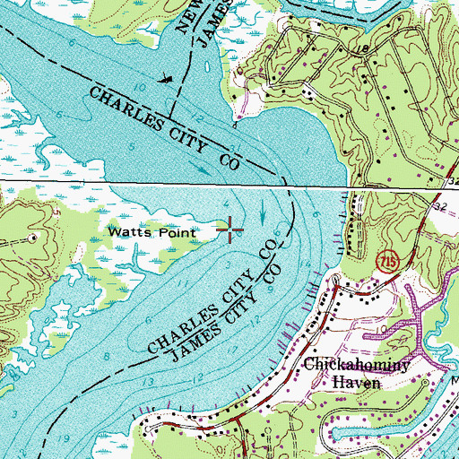 Topographic Map of Watts Point, VA