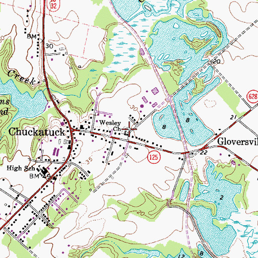 Topographic Map of Wesley Church, VA