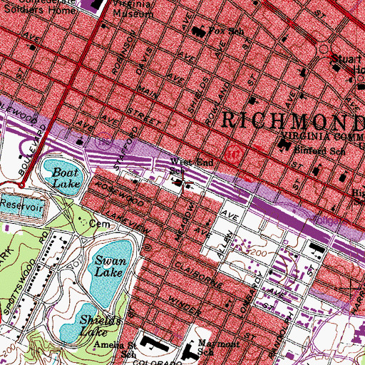 Topographic Map of West End School, VA
