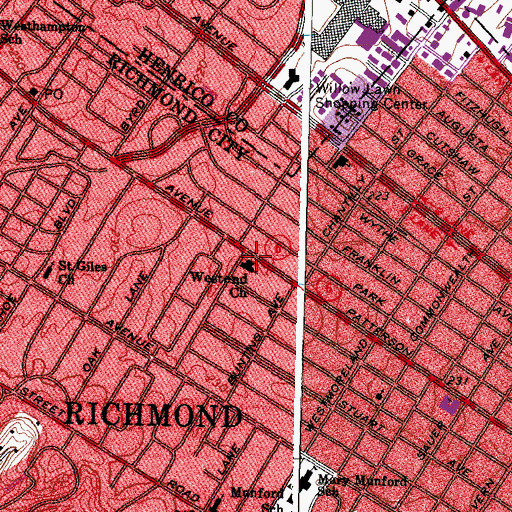 Topographic Map of Westend Church, VA