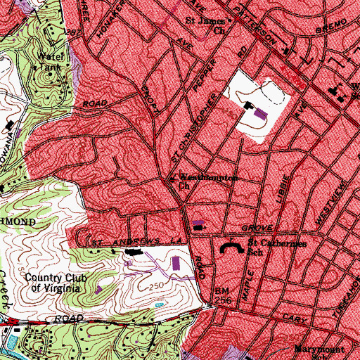 Topographic Map of Westhampton Church, VA