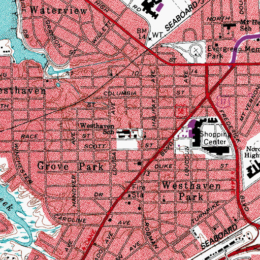 Topographic Map of Westhaven Elementary School, VA