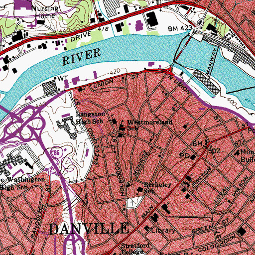 Topographic Map of Westmoreland Elementary School, VA