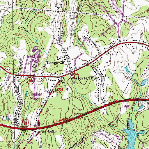 Topographic Map of Westover Hills Church, VA