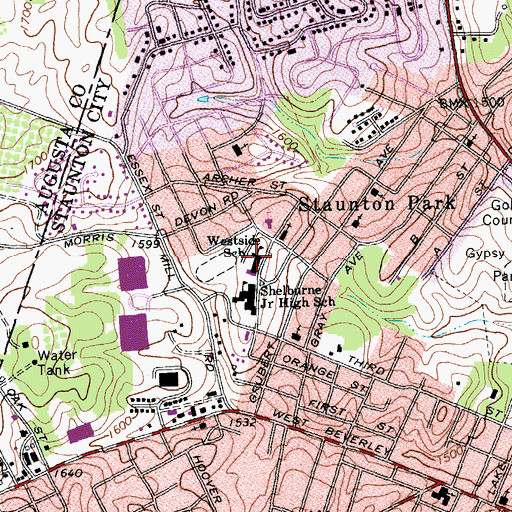 Topographic Map of A R Ware Junior Elementary School, VA
