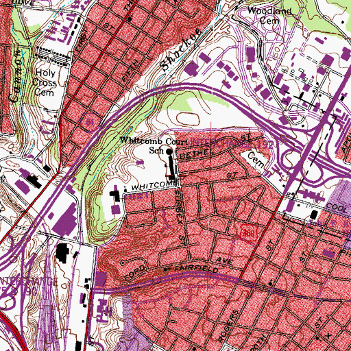 Topographic Map of Whitcomb Court Elementary School, VA