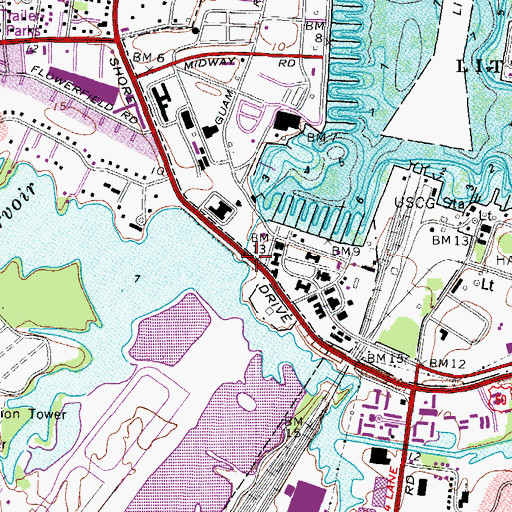 Topographic Map of Lake Whitehurst, VA