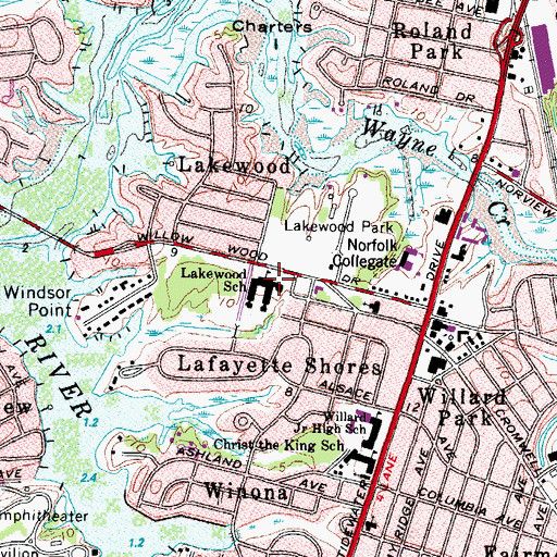 Topographic Map of Willard Model Elementary School, VA