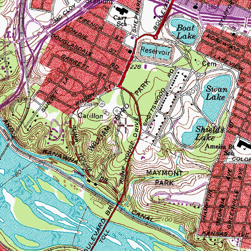 Topographic Map of William Byrd Park, VA