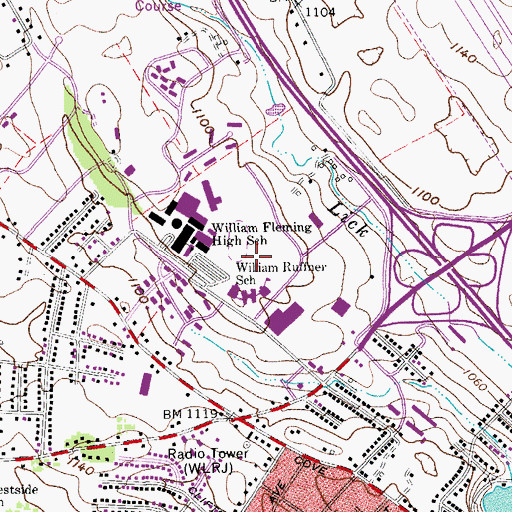 Topographic Map of William Fleming High School, VA