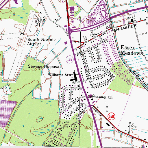 Topographic Map of B M Williams Primary School, VA