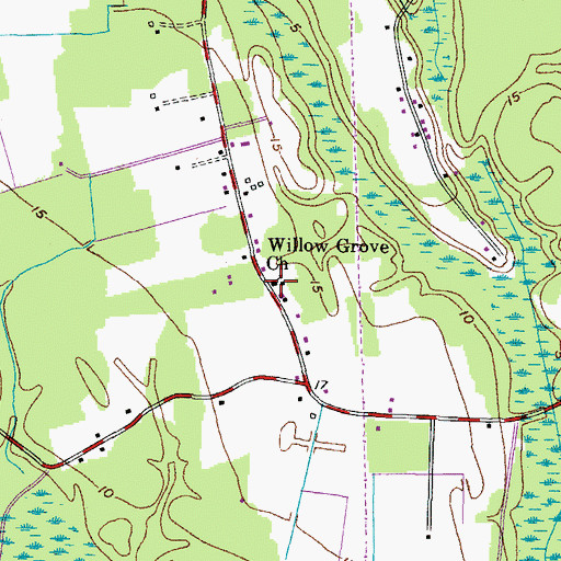 Topographic Map of Willow Grove Church, VA