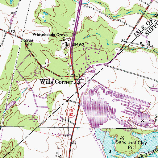 Topographic Map of Wills Corner, VA