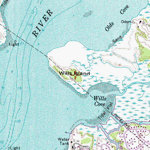 Topographic Map of Wills Island, VA