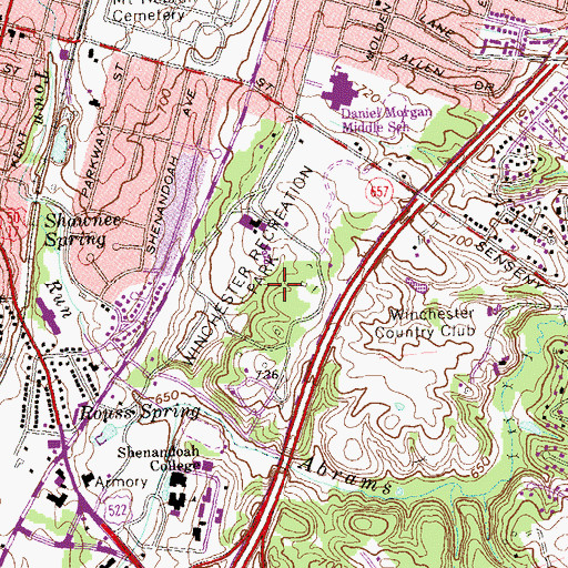Topographic Map of Winchester Recreation Park, VA