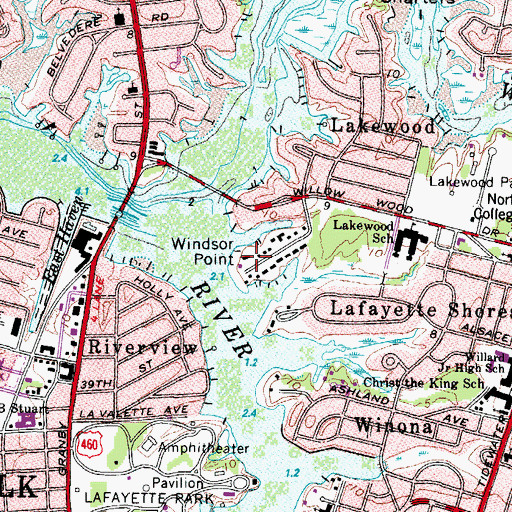 Topographic Map of Windsor Point, VA