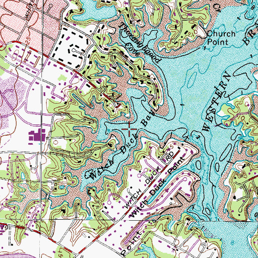 Topographic Map of Witch Duck Bay, VA