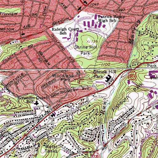 Topographic Map of Woodland Park, VA