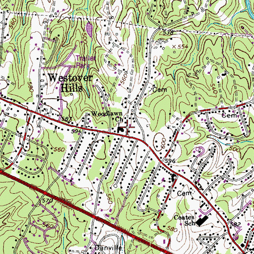 Topographic Map of Woodlawn Church, VA