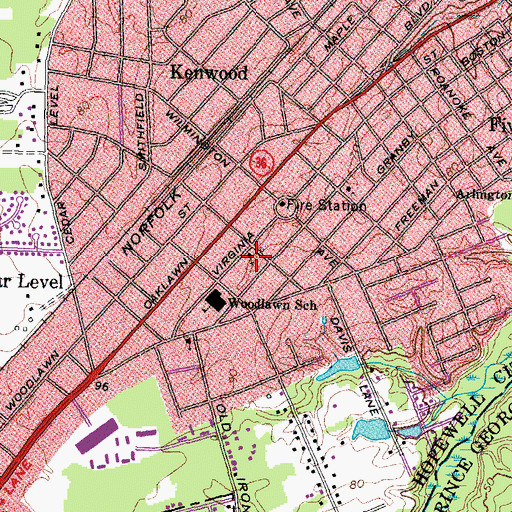 Topographic Map of Woodlawn Christian School, VA
