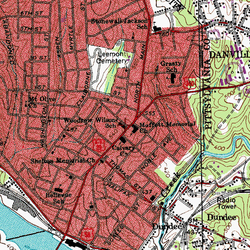 Topographic Map of Woodrow Wilson Magnet School, VA